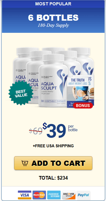 Aqua Sculpt 6 Bottle Best Value Pack - $39 per bottle